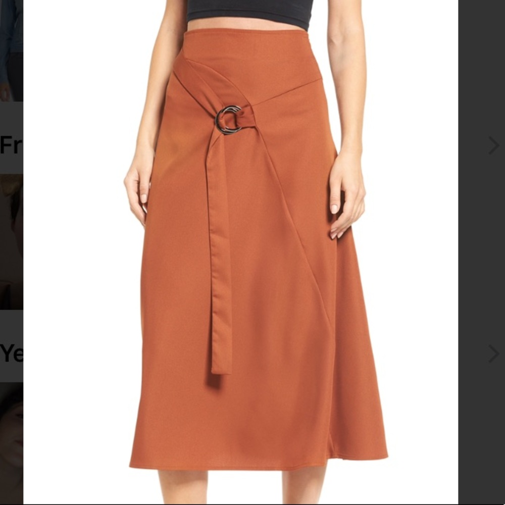 Midi Vintage Look Camel Brown Skirt